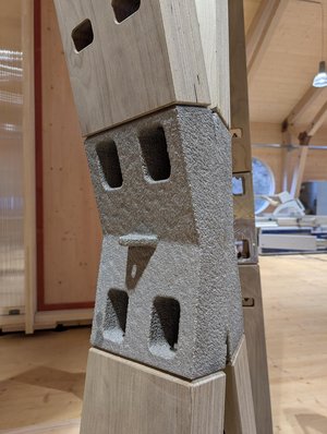 Detailaufnahme der 3D-gedruckten Edelstahlknoten