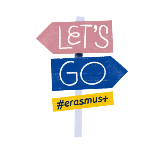 Schild Let's go Erasmus+