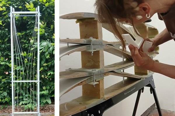 Prototypen als Fassadenschutz aus alten Rotorblättern